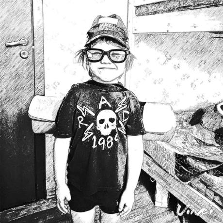 Pernat in a rough pencil-style portrait